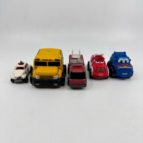 VTG Tonka Car Set 5 Pieces Vehicles - Kid Galaxy School Bus, Fire Truck, & Cars - Picture 2 of 5